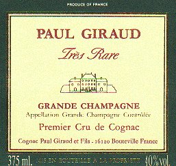 Cognac Paul Giraud Tres Rare label