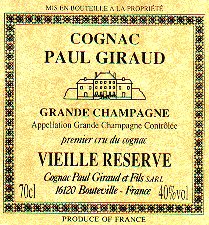 Cognac Paul Giraud Vieille Reserve label