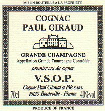 Cognac Paul Giraud VSOP label